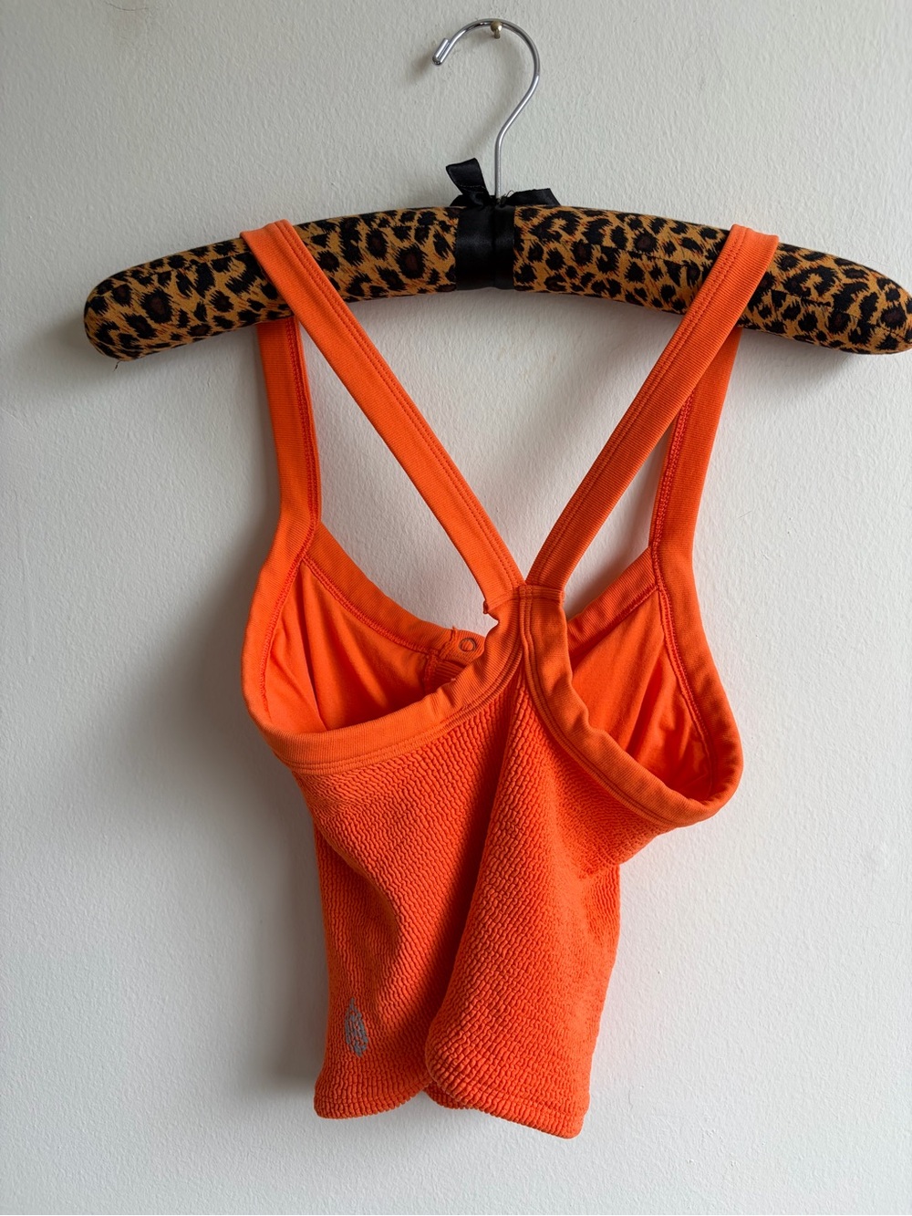 FP Movement by Free People Orange Ribbed Henley Tank with Crossed Back Straps - Picture 4 of 5